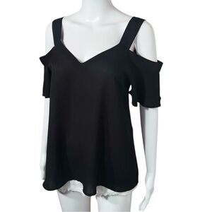 Cold Shoulder Crepe Top - Black NWOT